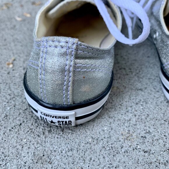 CONVERSE Silver Metallic Sneakers Womens 5 35.5 Chuck Taylor All Star Low Shoe - Picture 9 of 11
